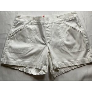 Spanx Size XL Twill Pull On Shorts  White 5" Tummy Control Pockets Stretch